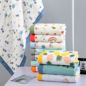 Ställer in baby filt vattenabsorption quilt nyfödd trångtecknad tecknad baby sixlayer gaze badhandduk för barn baby sängkläder filtar