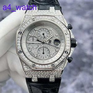 Modern AP Wrist Watch Royal Oak Offshore Series 26067bc Original Diamond Conjunto Full Sky Star 42mm Função de tempo de data 18K Platinum