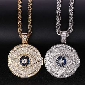 Hip Hop Pendant God's Eye Commemorative Photo Frame Full of Zircon Trendy Necklace Accessories