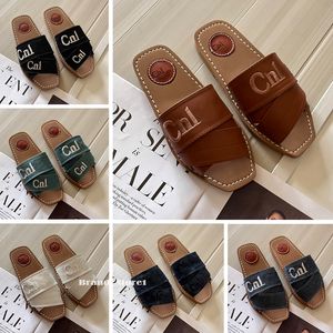 Designer Woody Sandals Clogs Mule Flat Slides Leather denim slippers Luxury Casual summer beach Sandal Letter High quality flip flop slipper