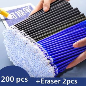 Pens Haile 200+2pc Sihirli Silinebilir Kalem Doldurulması Mavi Siyah Mürekkep 0.5mm Silinebilir Jel Kalem Doldurma Doldurma Yıkanabilir Tutamak Okul Yazımı için