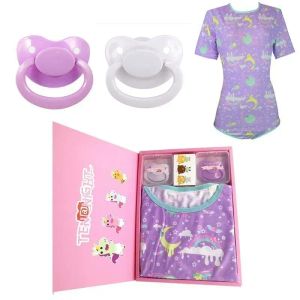 One-Pieces 3pcs SetABDL Onesie Diaper Lover Snap Crotch Adult Baby Romper Pajamas Adult Size Pacifier Daddy Baby Girl Clothes