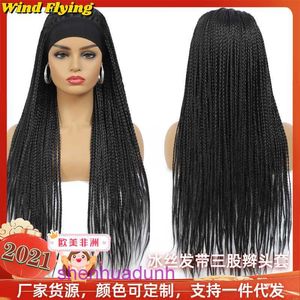 Wholesale Fashion Wigs hair for women Wig ice silk with three braids wig chemical fiber head cover dirty new wigs