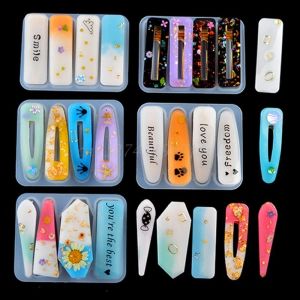 Equipments 1 Set Crystal Epoxy Resin Mold Hair Clip Barrette Casting Silicone Mould DIY Crafts Jewelry Hairpin Making Tool