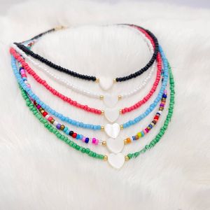 Ожерелья новейшая сердечная раковина Женские ожерелье для праздничного пляжного колье в колье для пляжного колье.