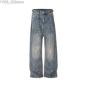 Women's Jeans Y2k High Street Wash Blue Pocket Jeans Mens Straight Rope Hombre Wide Leg Casual Jeans Mens Loose Cargo Pants yq240423