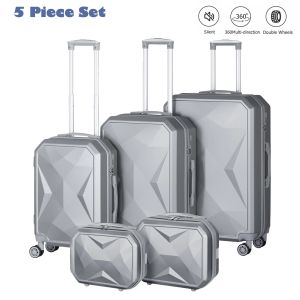SET 5 pezzi bagagli set cosmetico valigia valigia da viaggio per imbarco portatili bagagli addominali con ruote Sipnner a 360 gradi