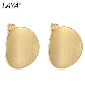 Brincos dourados em forma de charme laya redondos simples de metal vintage para mulheres para mulheres meninas moda jóias de piercing 2023 Novo Y240423