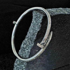 High Quality Luxury Bangle carter Solid 925 Silver Nail Bracelet Pave Diamond Unisex Jewelry Wholesale Top New Design Christmas Gift