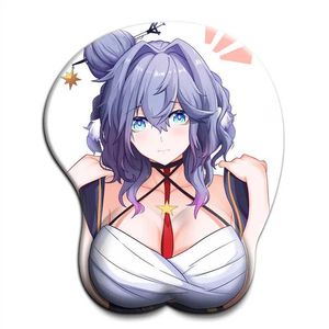 Mouse Pads Wrist Rests Arknights Astesia 3D Boobs Mouse Pad Kawaii Anime Sexy Ark Mousepad with Wrist 3D Big Oppai Silicone Gel Desk Mat Y240423