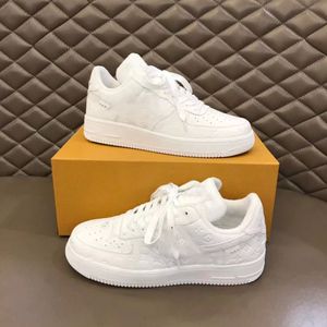 Luxury Women Mens Casual Designer Shoes Virgil Embossed Abloh White Black Pink Denim Blue Brand Flat Calfskin Platform Leather Trainer Low Top Sneakers 06