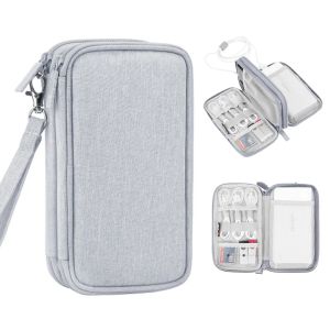 Torby Travel Electronics Organizator, podwójna warstwowa torebka do zasilania banku, telefon, ładowarka, kable USB i inne akcesoria telefoniczne