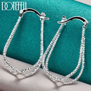 Earrings DOTEFFIL 925 Sterling Silver Double Line Cross Hoop Earring For Woman Lady Best Gift Fashion Charm Wedding Jewelry