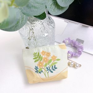 10pcs Coin Purses Canvas Flower Butterfly Printing Protable Short Wallet Mix Color