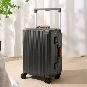 Luggage Fashion Rolling Luggage Wide Handle Travel Suitcase Unisex Trunk Large Capacity Silent Universal Wheel Aluminum FrameTrolleyCase