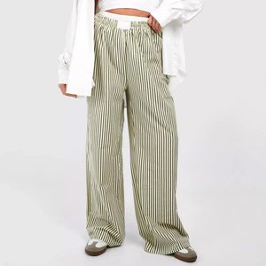 Женские штаны Hirigin y2k полосатый лаундж винтажный эластичный талия свободные удобные повседневные пижама спальные брюки