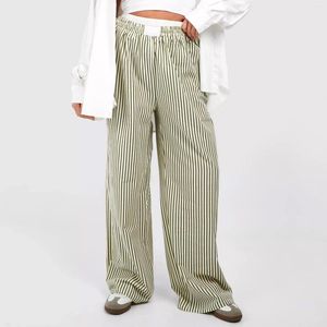 Kvinnors byxor hirigin y2k randig lounge vintage elastisk midja lösa bekväma casual pyjama sovbyxor