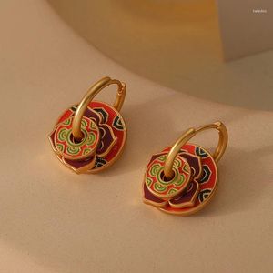 Hoop Earrings Original And High-end Chinese Enamel Oil Drop Design Ear Buckle Personalized Niche Light Luxury A Multi Wear Earring