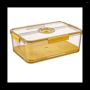 Aufbewahrung Flaschen Küchen Lebensmittel Organizer Behälter Haustier Seal Stall für Kühlschrank mit hoher Kapazität Eier Gemüse Obst Box Gelb gelb