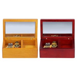 Scatole Custodia per i gioielli musicali con specchio Desktop Music Box Regal Decorazione in legno Storia d'amore/Spirit Away Spirit Box