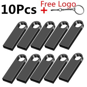 Drives 10pcs/lote logotipo grátis USB caneta flash tração 4gb 8gb 16gb 32 GB à prova d'água Pendrive 64GB Stick Stick Real Capacidade Udisk cle Usb