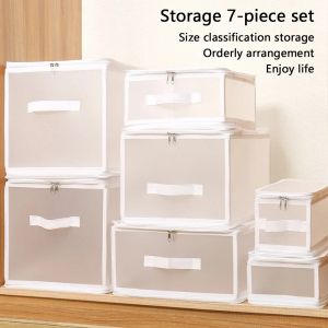 Bins Foldable Clothes Storage Box Plastic Transparent Sundries Toiletries Organizer Box Large Capacity Quilt Underwear Sock Container