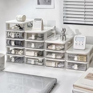 Bins Desktop Box Organizer Lagring Transparent Desk Drawer Gratis kombination Plastförvaringslåda Makeup Stationery Sundries Organiserare