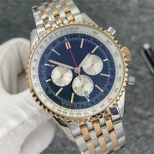 AAA 46 mm zegarki Wysokiej jakości męskie zegarek chronograf kwarcowy ruch żółta złota obudowa czarna tarcza stali nierdzewna bez oryginalnego pudełka