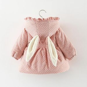 Coats Cute Rabbit Ears Hooded Baby Jacket Autumn Winter Warm Girls Coat Newborn Infant Outerwear Toddler Girl Clothes Birthday Present