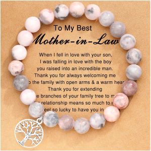 Strands Mothers Day Gift for Grandma Mom Sister in Law Granny Valentine's Day Birthday Anniversary Natural Stone Tree of Life Bracelet