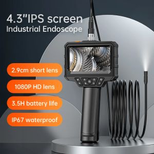 Kameror 4.3 '' IPS -skärm Handhel Industrial Endoscope 1080p Kamera styv kabelrör Avloppskontroll Borescope IP67 Vattentät 2000mah