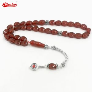 Clothing Gemstone Tasbih Natural Brazil Red Agate stone Islamic misbaha bracelet prayer bead turkish fashion Gift eid Muslim accessories