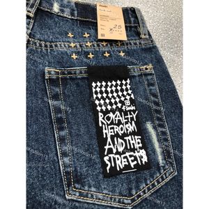 Ksubi jeans designer hög midja rak fat utanför slit design mörkblå denim pants kvinna lila jeans 103