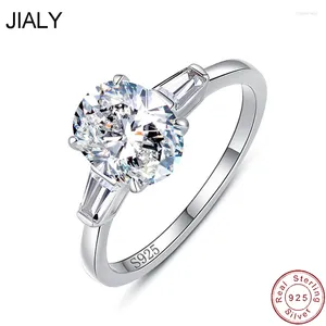 Кластерные кольца прекрасное европейское овальное пропорка S925 Серебряное кольцо стерлингового кольца для женщин Свадебный подарок на день рождения