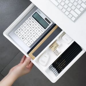 Lådor självpinne blyertspenna skrivbord bord förvaringslådan arrangör låda under skrivbord stativ selfadhesive underdrawer lagringslåda#30
