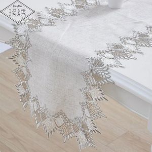 Table Runner LongShow1 Set Elegant Vintage Embroidered Lace Trim Decorative Dining With 2 Pcs Placemats