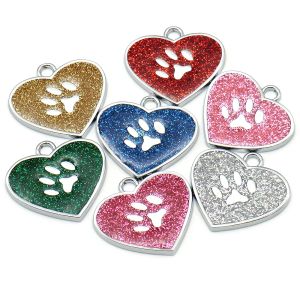 Tags Wholesale 20Pcs Pet Tag Collar Accessories Custom Name Phone Paw Nameplate Personalized Puppy Engraving Necklace DIY Walkoutside