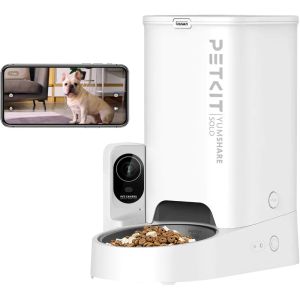 カメラ付きの自動ペットフィーダー、ナイトビジョン付き1080p HDビデオ、2wayオーディオ付き2.4g WiFi猫犬フィーダー