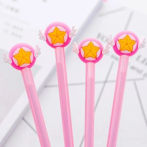 PENS 24 PCS KOREA MOCHA Girl Star Scepter Gel Penna carina ragazza Studente Wings Star Black Penna Kawaii SCUOLA SCUOLA PEN per scrivere