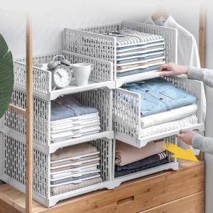 Drawers Stackable Wardrobe Drawer Cabinet Organizer Drawer Clothes Closet Storage Box Shelves Plastic Layered Partitions Storage Rack