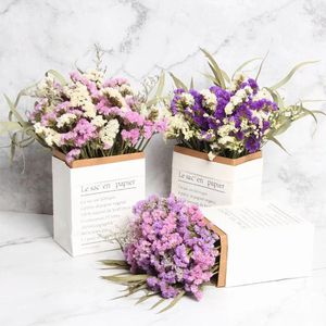 Decorative Flowers Dried Natural Bouquet With Bag Vase Real Dry Flower Wedding Marriage Event Forget Me Not Daisy Tail Grass Decor