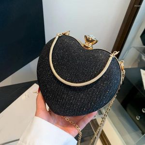 Shoulder Bags Evening Clutch Bag Women Luxury Purse Shiny Handbag Heart Shape Crossbody Clutches Fashion Chain