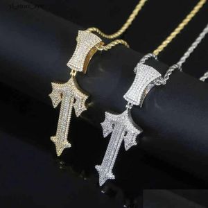 Hänghalsband Trapstar London Hip Hop Cross inlaid Zircon Pop Rap Style Wearable Tennis Chain Cuba Drop Delive Delivery Jewelry P Dhrhe New 8198