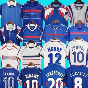 1998レトロバージョンフランスサッカージャージー96 98 02 04 06 Zidane Henry Maillot De Foot Soccer Shirt 2000 Home Trezeguet Football Dirumre