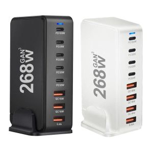 Laddare 268W GAN USB Typ C Fast Charger Multiple Ports PD QC4.0 Desktop Fast Charger för iPhone/Samsung/Laptop