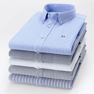 Мужские платья рубашки плюс большие размеры 4xl Fit Mens Business Casual с длинными рубашками Классический полосатый мужской социальный