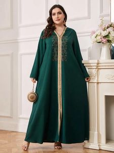 Ethnische Kleidung Ramadan Elegant Maxi Kleider Langarm Frauen Islamisch Dubai Abayas Marokko Muslim Perlenkleid Vestidos 4xl