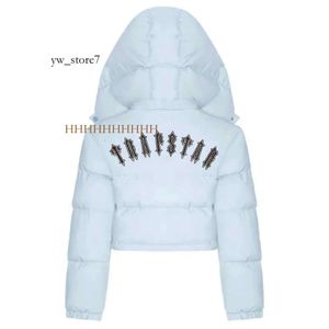 Trapstar Women Short Puffer Jackets Fall Winter Coats Crop Tops broderi långärmad stativ krage ytterkläder Trapstar Jacket 3578