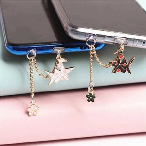 Mobiltelefon Anti-Doust Gadgets Cute Dust Plug Charm Kawaii Telefonladdningsport Plug för iPhone Anti Dust Cap Thousand Paper Cranes 3,5 mm Jack Type C Stopper Y240423