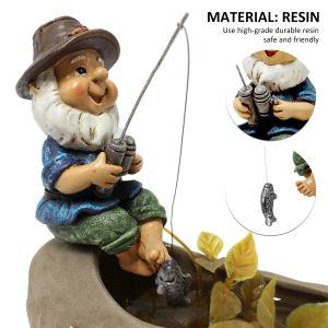 Tillbehör Fiske Gnome Garden Gnome Statue Naughty Gnome Garden Figurin Dwarf Sculpture Hartament för gräsmatta Balkongdekorationer